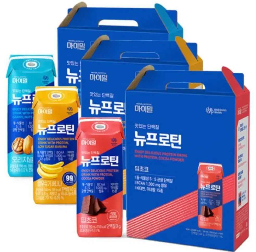 대상 마이밀 뉴프로틴 190ml 48개 단백질음료 딥초코/바나나/오리지널